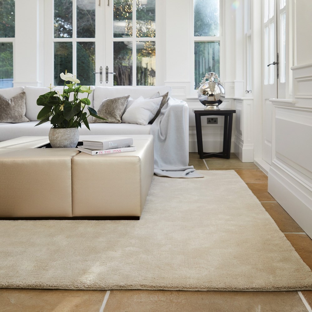 Hush Plain Dye Woven Wool Rugs in Elegant Pebble